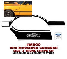 M300 1972 Ford Maverick Grabber - Side Trunk Stripe Kit One Color - Licensed