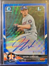 Jayson Schroeder 2018 Bowman Chrome Blue Wave Autograph /150 Astros 1st Boman