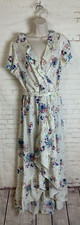 As U Wish Womens White Floral V Neck Wrap Dress Size L