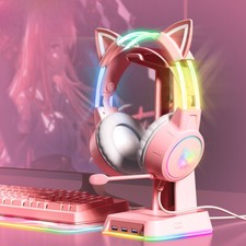 Wired Headphones with RGB Beam Flexible Mic Button Control Gaming Headset Gamer