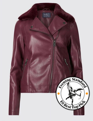 plum faux leather jacket
