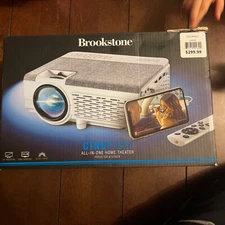 Brookstone Cineplay All In One Home Theater Projector Kit BSPJ4802KIT MSR $299
