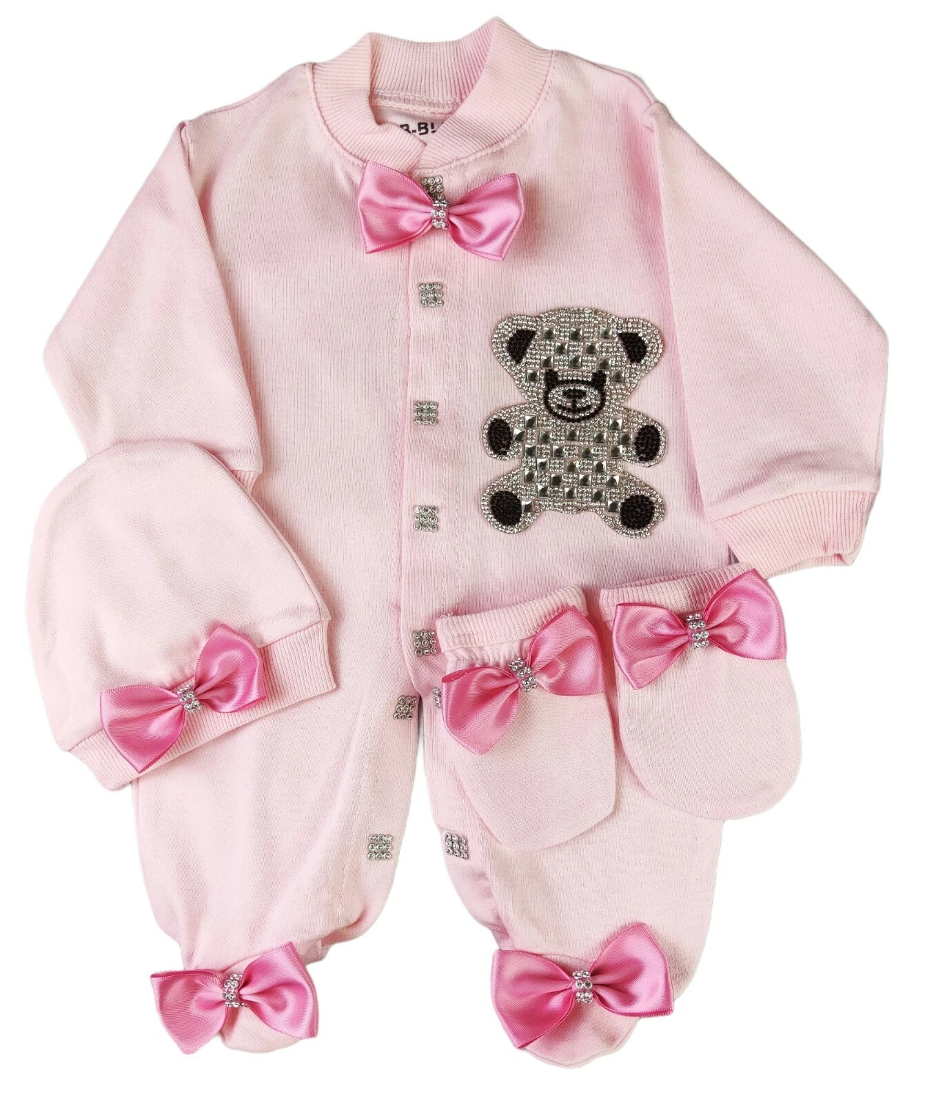 Baby Romper Blanket Newborn Clothes Unisex Handmade Teddy Bear Set