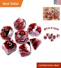 Elegant 7-Piece Red and White Acrylic Dice Set - Perfect for D D Adventures