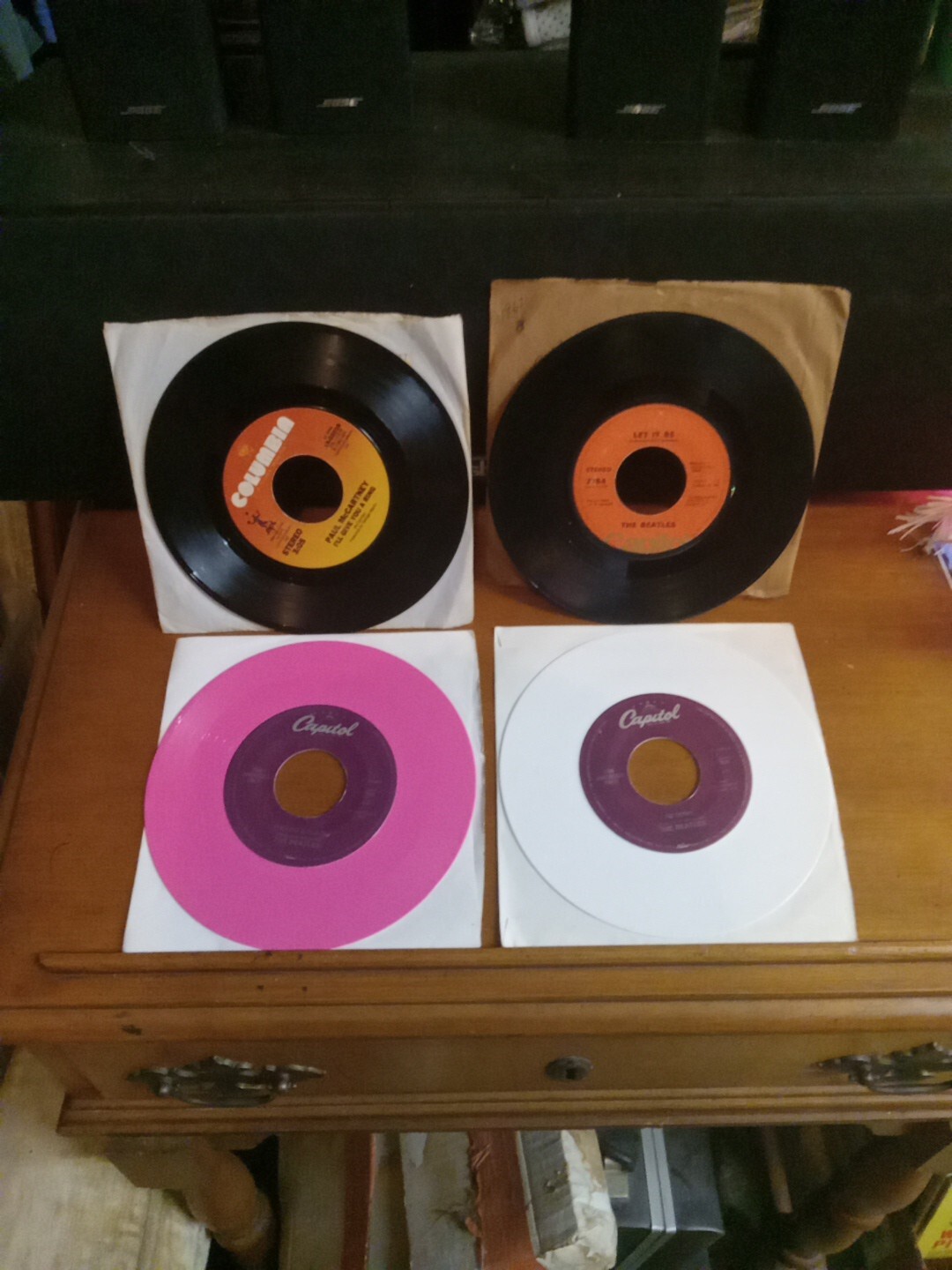 Lot Of 4 Beatles Jukebox Vinyl 45 Rpm Records Let It Be There's A Place Im Down