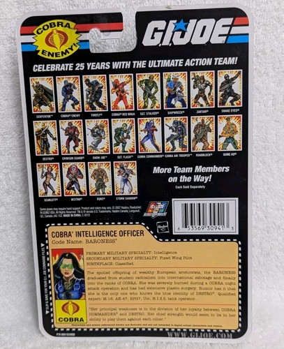 GI Joe 25th Anniv. Baroness Blue Intelligence Officer Cartoon Card Wave MOC ARAH - Picture 2 of 4