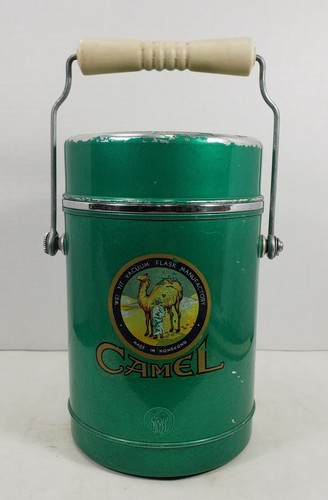 Vintage CAMEL Green Vacuum Thermos Ice Bucket, Bar. Made in Hong Kong MCM. - Picture 1 of 10