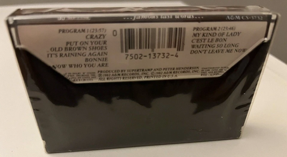 SUPERTRAMP FAMOUS LAST WORDS CASSETTE TAPE SEALED JOST - Image 4 of 4