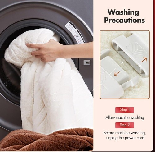 Electric Heated Blanket Soft Cozy Warm Heating Blanket 6 Heating Levels 82x64 - Picture 11 of 11