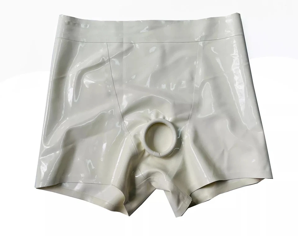 Boxer Shorts de Goma Látex con Agujero para el Pene Bragas Fetiche BDSM Juegos con disfraces EE. UU. Foto 3 de 4