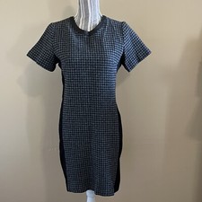 J. Crew Gray & Black Houndstooth Dress Tweed Wool Blend Leather Trim Shift 4