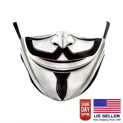  Anonymous Vendetta 3D Face Mask Washable Adjustable Funny Masquerade Hackers   