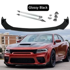For Dodge Charger RT SRT SXT Bumper Lip Splitter Spoiler Carbon with Strut Rod