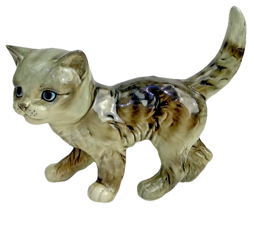 Vintage Goebel W. Germany Grey Striped Kitten Porcelain Figurine 6" #31024 - Picture 2 of 8