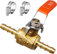 1/4 Fuel Shut Off Valve, Brass Hose Barb Ball Valve, 1 pc