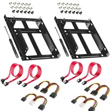 2 Pack SSD/HDD Metal Mounting Bracket kit 2.5 to 3.5, Convert Any 2.5 inch So...