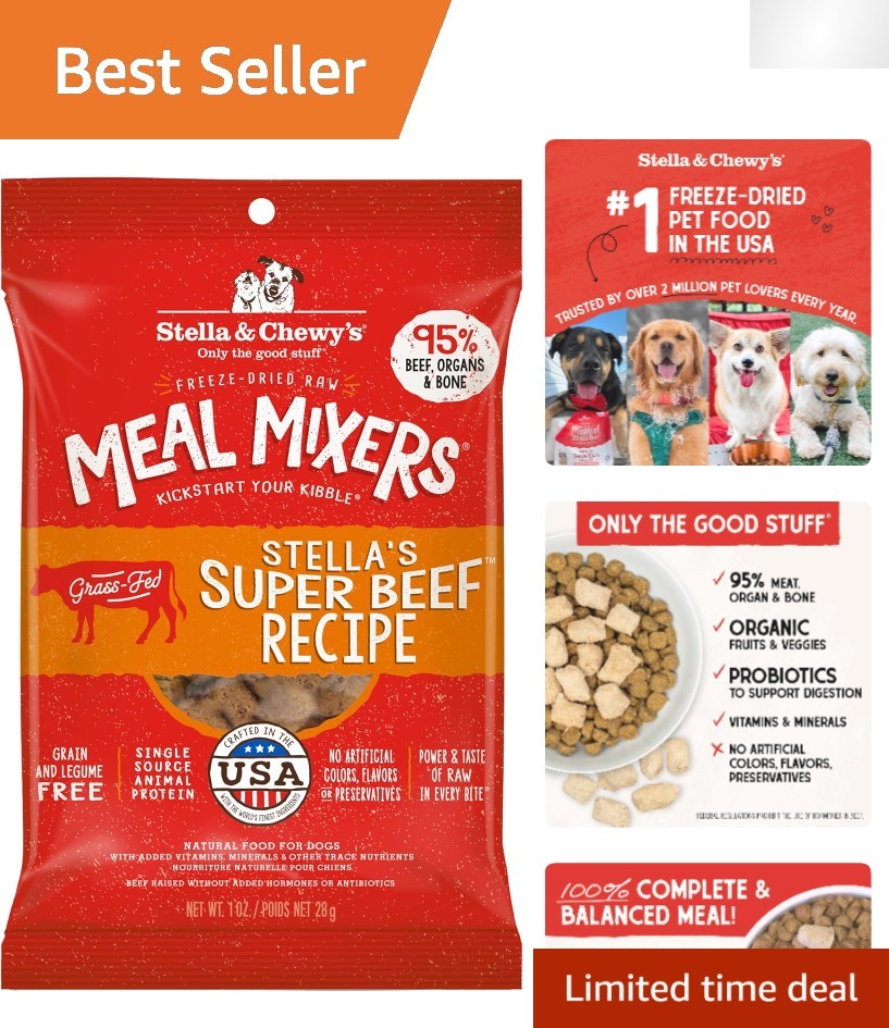 Organic Freeze-Dried Raw Beef Meal Mixers for Dogs - Picky Eaters Delight - 1oz