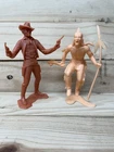2 Vintage Louis Marx Figures 6" Cowboys & Indians Plastic Action War 1964