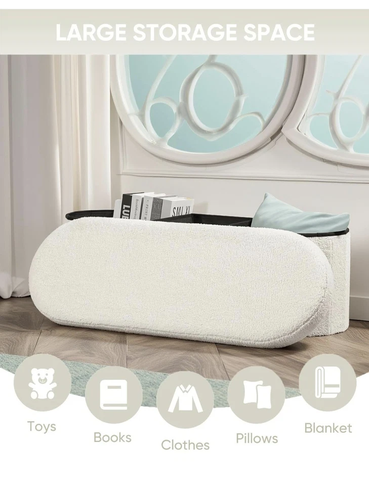Ottoman Storage Seat Stool Trunk Toy Chest Bedding Blanket Box Folding Footstall - Image 4 of 4