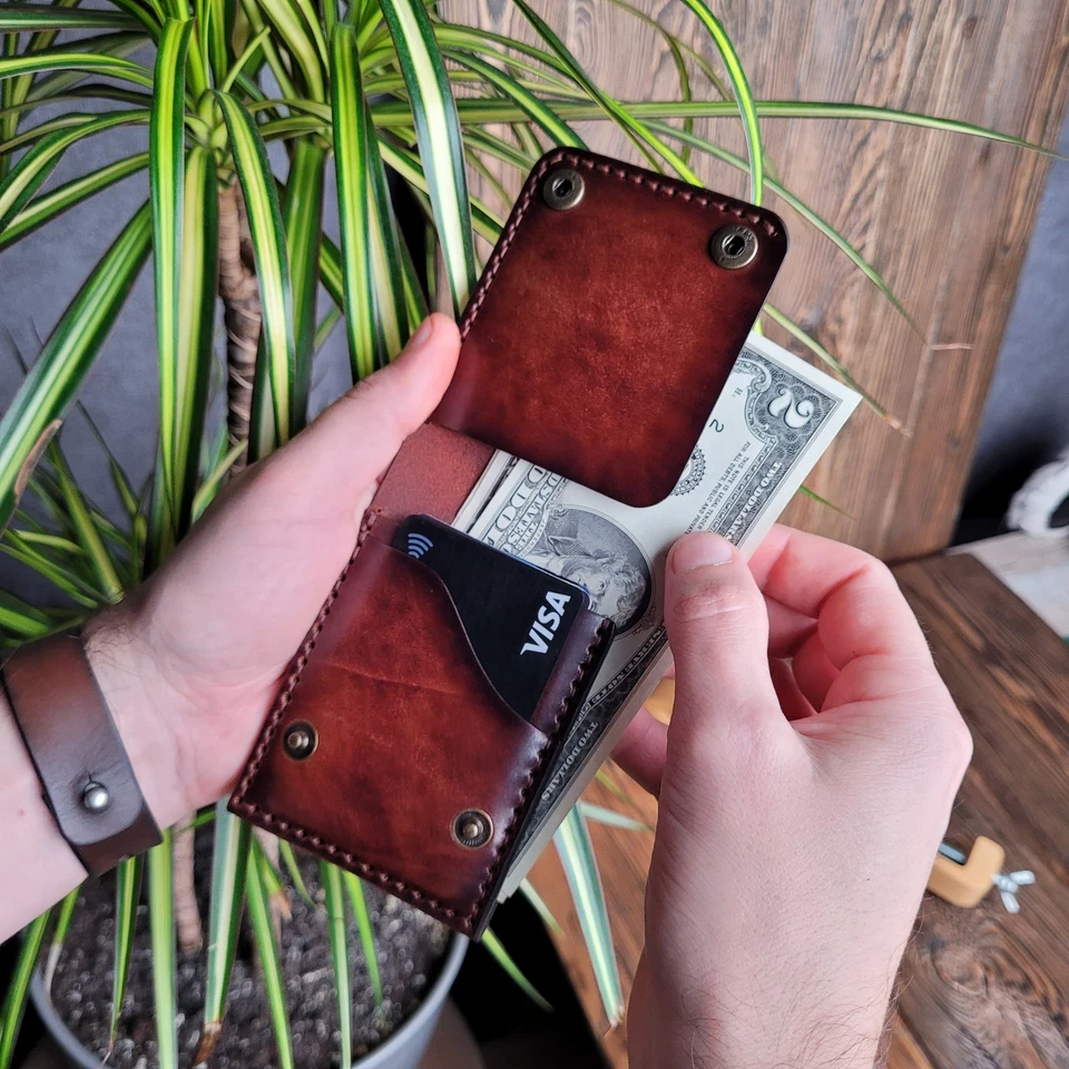 Минималистский кредитной карты держатель, бумажник мужчин, держатель карты, кожаный держатель карты - Изображение 4 из 4