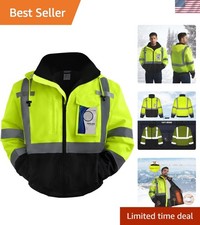 High Visibility Waterproof Safety Jacket for Men Women Reflective Rain Gear