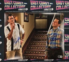 CHARLIE SHEEN JON CRYER TWO & A HALF MEN AUTOGRAPHED PHOTO AUTHENTIC BECKETT COA