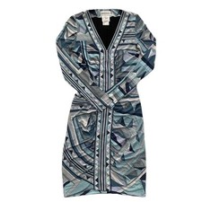 EMILIO PUCCI Long-Sleeve Dress Light Blue Puccini Pattern Women's Size 36 S