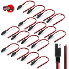 16 Pack SAE Connector 12 Inch 14 AWG Copper Wire 2 Pin Single Plug Connector