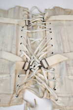 Antique White Lace-Up Corset Girdle with Embossed Floral Brocade