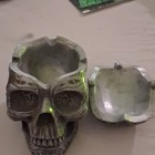 Skull Head Shaped Metal Ashtray with Tribal Design Lid, Skull Head — photo 3