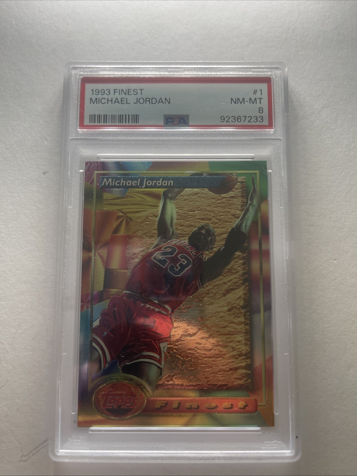 Michael Jordan - Topps Finest 1993 - PSA Near Mint-Mint 8 | Cert Includes #23 view 1