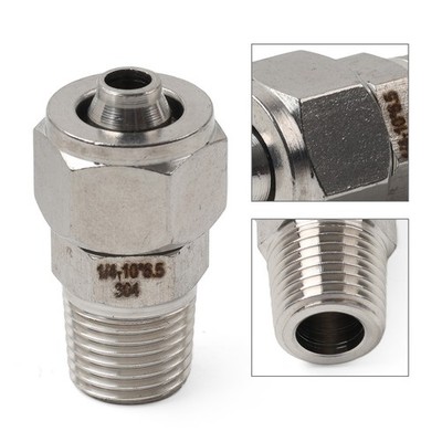 Compression Tube Fitting 1/4 PT Male Thread x 10mm OD Tube 304 Stainless Steel
