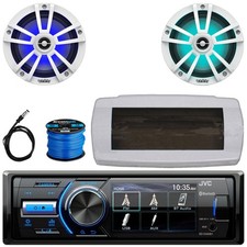 JVC Single-DIN Marine Receiver W/White Cover, 2x 6.5" 225W Max RGB LED Speakers