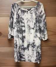 Zac And Rachel Boho Shift Dress Women’s 3X Tye Dye 3/4 Flutter Sleeve Lined