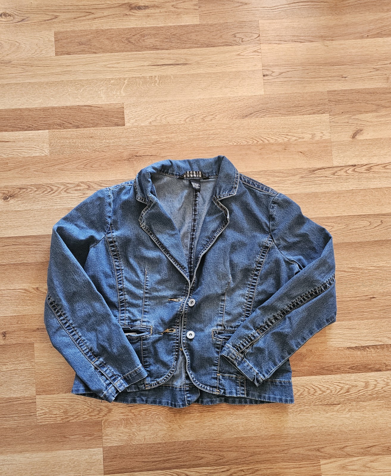 VTG Baccini Women's Large Denim Jean Jacket Blazer Casual Chic Classic Autumn