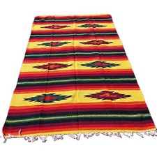 Vtg 79x48 Handmade Southwestern Aztec Native American Throw Blanket