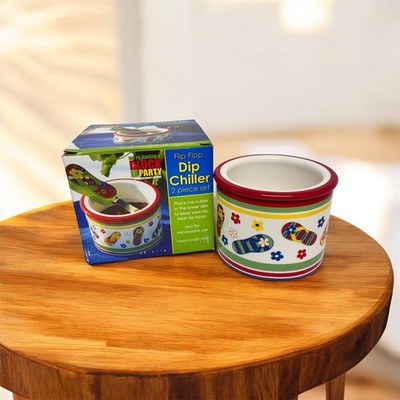 Dei FLIP FLOP Ceramic DIP CHILLER, 2 PIECE SET | Tailgate Block Party Salsa NIB