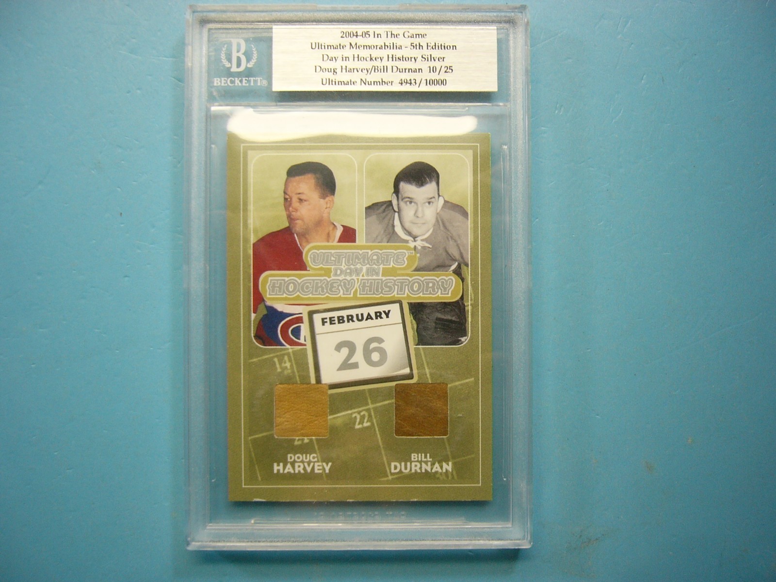 2004/05 IN THE GAME ULTIMATE MEMORABILIA DOUG HARVEY BILL DURNAN BECKETT BGS /25