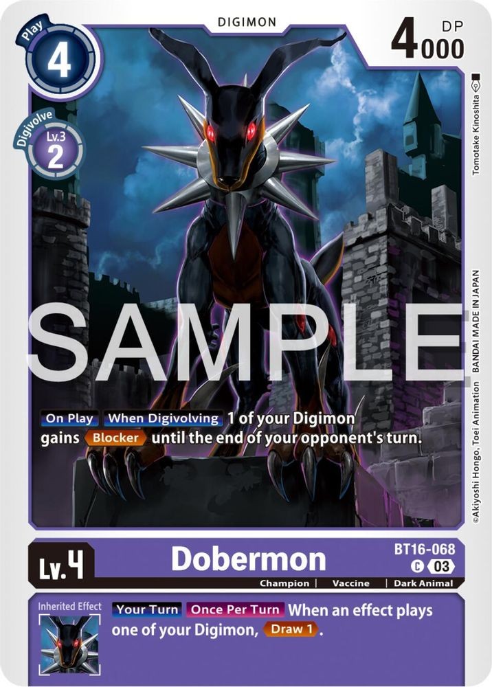 2024 Digimon Card Game: BT-16 - Dobermon (#BT16-068 C, Common, Near Mint)