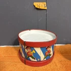 I•Vintage Ohio Art Tin Litho Drum "Marching Band" ~ batton twirler,  Bugle, flag
