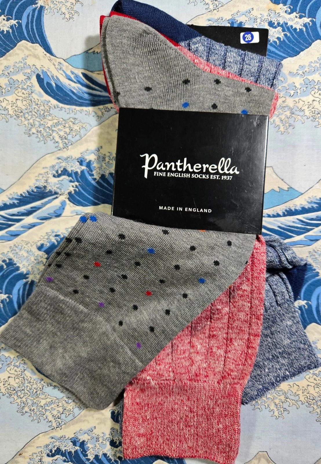 Pantherella Men's English Cotton Socks 3-Pack Dotted Ribbed UK 7.5-9.5 42-44 £54