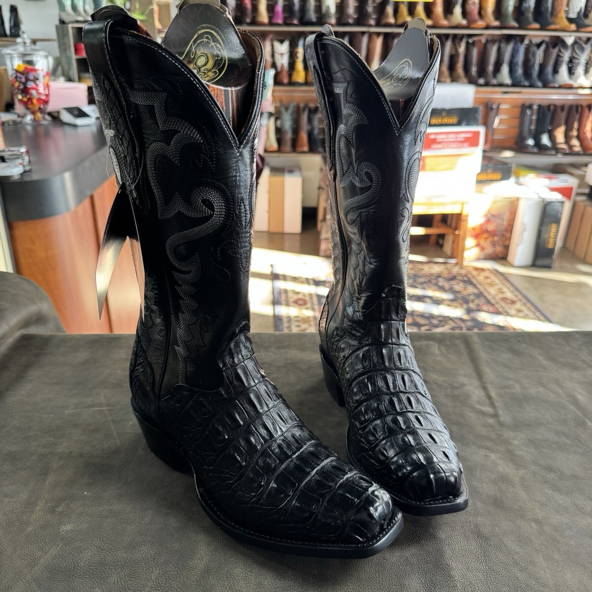 El Dorado Men's - Black American Alligator Exotic Western Boots