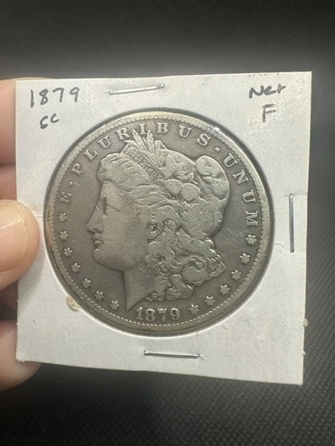 1879 CC CAPPED DIE Morgan Silver Dollar Carson City Mint Fine Detai Rare US Coin