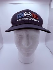 Vineyard Vines Hat Navy White Mesh Snapback Trucker Baseball Cap USA Flag Whale