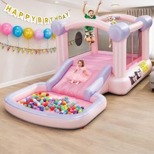 161x82x63in Bounce House Inflatable with Slide and 470W Blower Indoor/Outdoor US