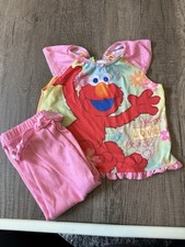 Vintage 2000 Y2K Sesame Street Elmo Pajamas Set Flowers Toddler 3T Ruffle