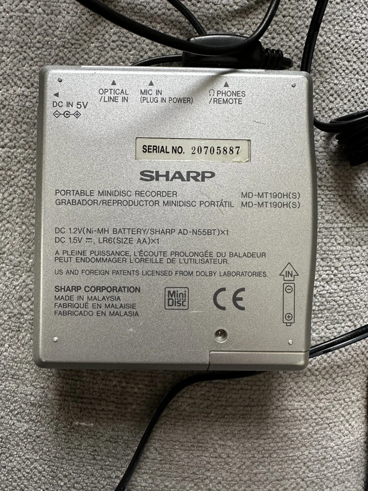 Sharp MD-MT190H(S) Minidisc Walkman Portable Recorder mit Remote - Bild 2 von 4
