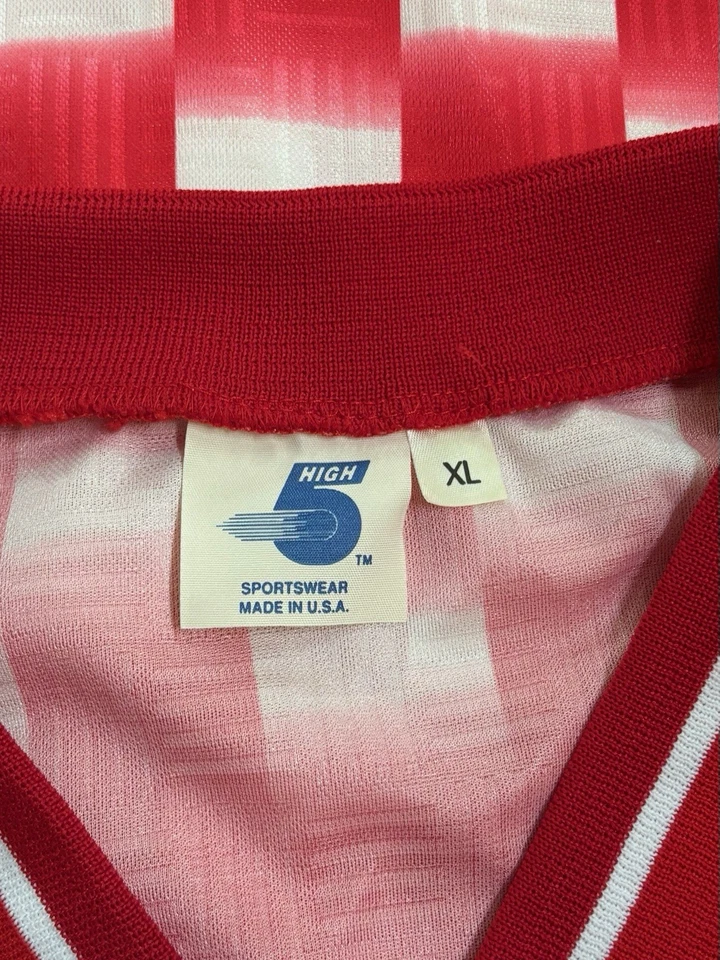 Camiseta de fútbol vintage alta cinco cuello en V para hombre talla XL deadstock nueva sin etiquetas años 90 hecha en EE. UU. Foto 4 de 4