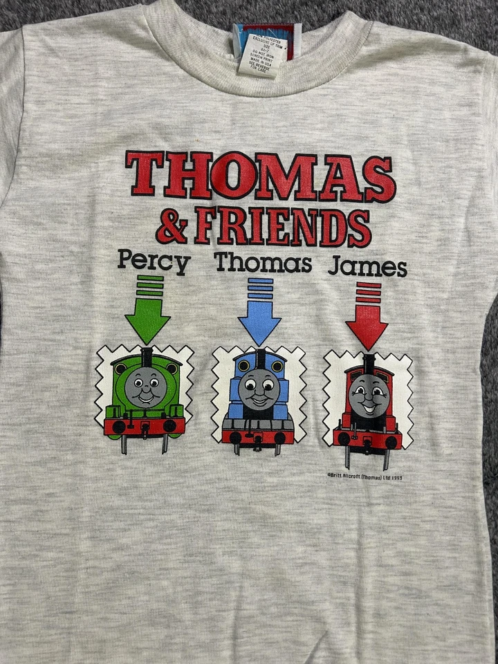 Camisa De Colección Thomas & Friends Niños 6X 7 Gris Percy Thomas James Gráfico Años 90 Foto 2 de 4
