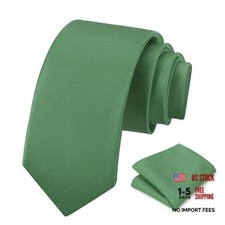 Men's Tie Set Solid Pure Color 3.15" 8CM Classic Formal Plain 09- Sage Green